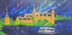 Nordlys over Frederiksborgslot med den magiske lille frge