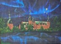 Frederiksborg Slot i nordlys  med en gylden luftballon